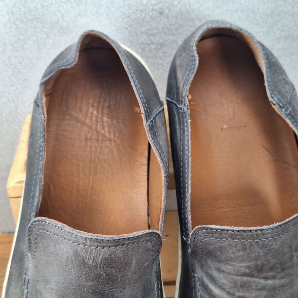 Frye Mayer Venetian Men\'s 10.5 D Driving Loafers Gray Leather Slip-On Comfort main image 9